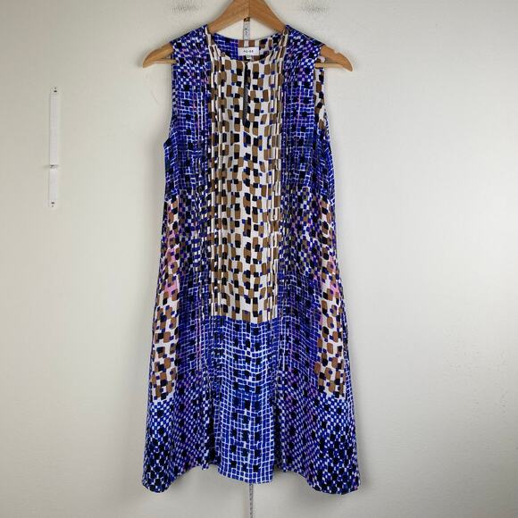 Reiss Saskia Sleeveless Shift Dress Size 2 Blue Abstract Tile - Picture 8 of 16